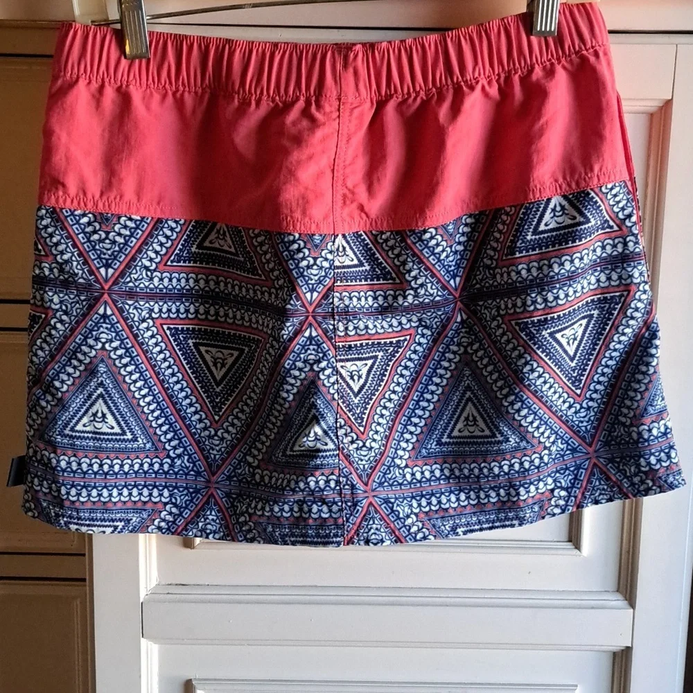 Patagonia Aztec Baggies Mini Skirt With Pockets Nylon Coral/Blue Size Small NWOT - Picture 3 of 8